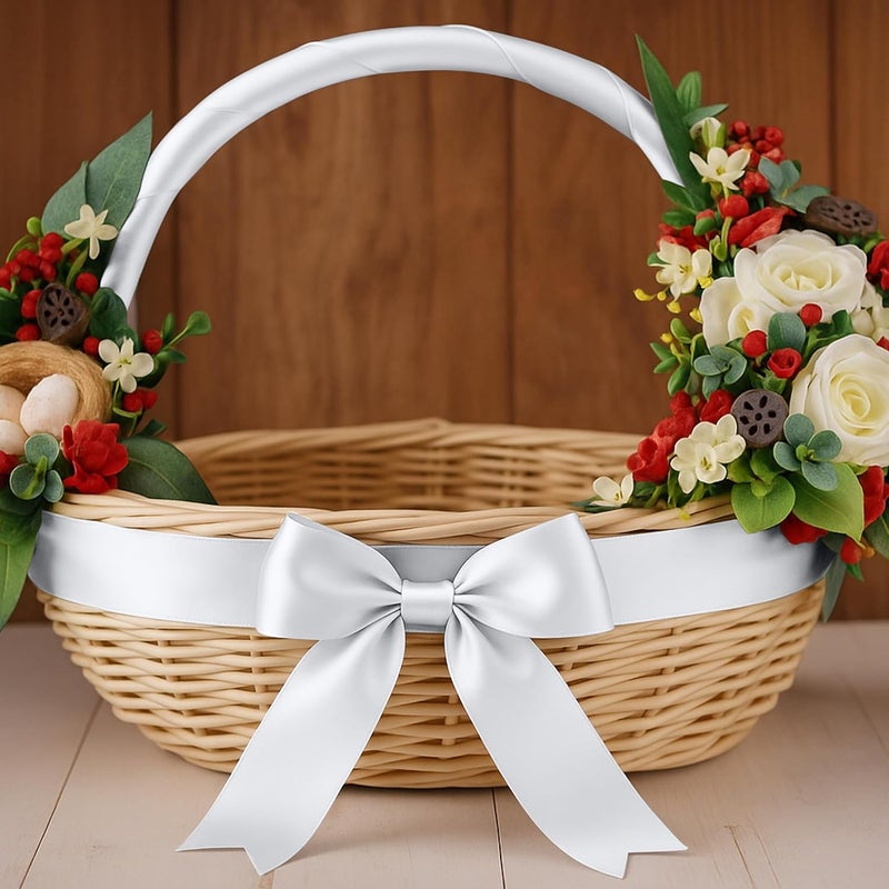 Fullive Silver Ribbon, 1 1/2 Inch 30 Yards Silver Ribbon for Flower Bouquet, Polyester Solid Christmas Tree Ribbons for Birthday Christmas Decorations DIY Bows Wrapping Bouquet Floral Arrangements - Image 4